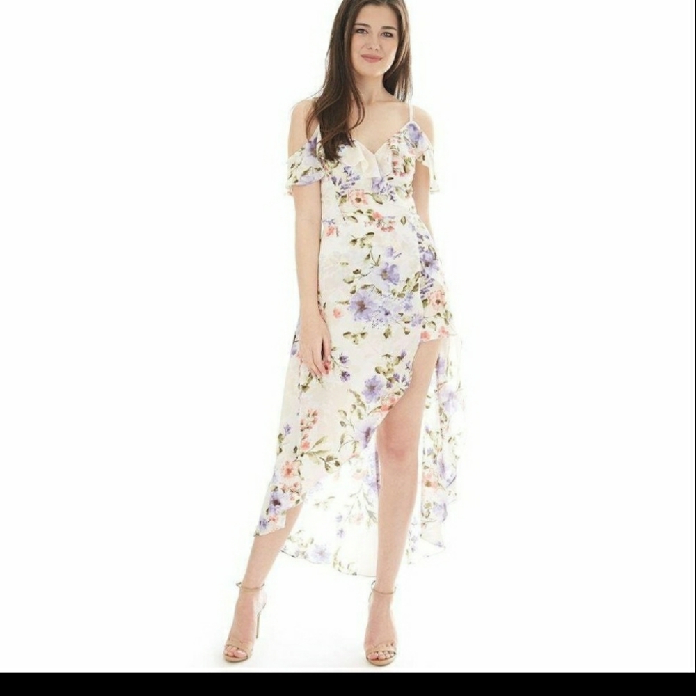 Floral high low ruffle sundress